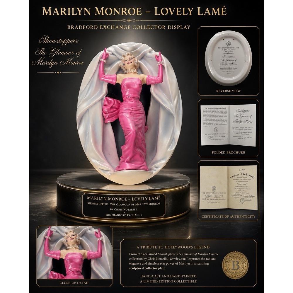Marilyn Monroe Satin Sensation Bradford Exchange 3D Plate Pink Dress COA